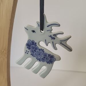 Blue and WhiteDelft Porcelain Reindeer Ornament